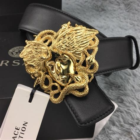 versace black gold mens belt|Versace medusa snake wings belt.